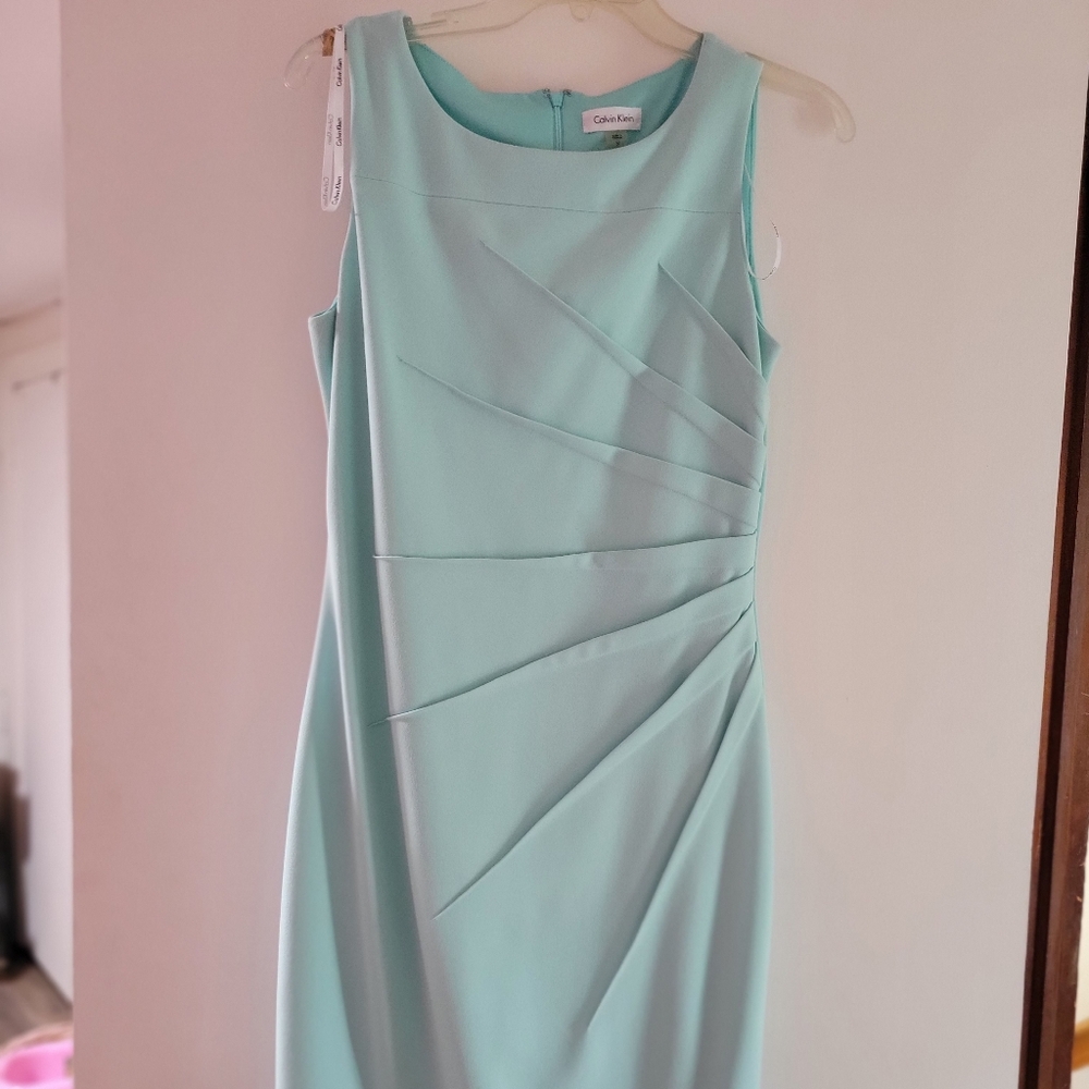 Calvin Klein Light Blue Pleated Dress